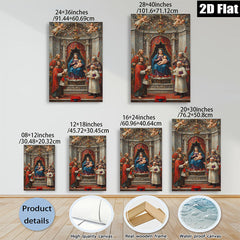 2D flat 1pc Madonna Enthroned with Saints Baroque Religious Art Gallery Wall Decor Living Room Bedroom Canvas Print Modern Farmhouse Style