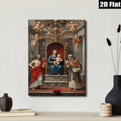 2D flat 1pc Madonna Enthroned with Saints Baroque Religious Wall Art Living Room Bedroom Decor Gallery Wrapped Canvas Prints Coastal Farmhouse Style