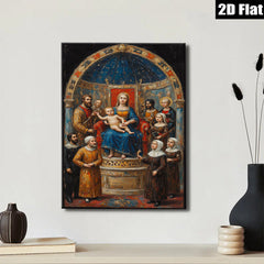 2D flat 1pc Madonna Enthroned with Saints Family Religious Wall Art Decor Gallery Wrapped Canvas Print for Living Room Bedroom Home Office Decor Farmhouse Style