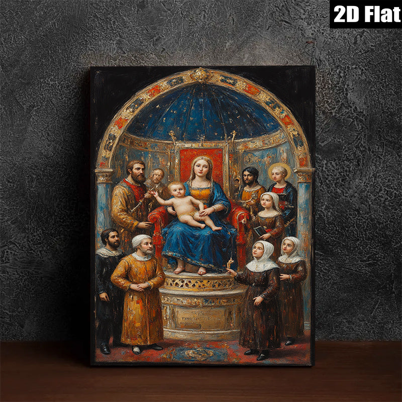 2D flat 1pc Madonna Enthroned with Saints Family Religious Wall Art Decor Gallery Wrapped Canvas Print for Living Room Bedroom Home Office Decor Farmhouse Style