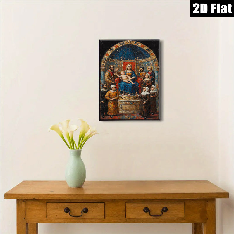2D flat 1pc Madonna Enthroned with Saints Family Religious Wall Art Decor Gallery Wrapped Canvas Print for Living Room Bedroom Home Office Decor Farmhouse Style