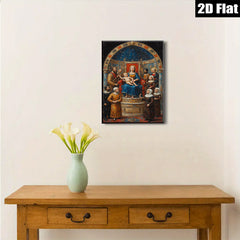 2D flat 1pc Madonna Enthroned with Saints Family Religious Wall Art Decor Gallery Wrapped Canvas Print for Living Room Bedroom Home Office Decor Farmhouse Style