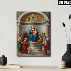 2D flat 1pc Madonna Enthroned with Saints Family Religious Wall Art Decor Living Room Bedroom Gallery Wrapped Canvas Print Farmhouse Style