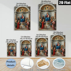 2D flat 1pc Madonna Enthroned with Saints Family Religious Wall Art Decor Living Room Bedroom Gallery Wrapped Canvas Print Farmhouse Style
