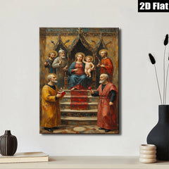 2D flat 1pc Madonna Enthroned with Saints Renaissance Style Wall Art for Living Room Bedroom Gallery Wrapped Canvas Prints Home Decor Modern Farmhouse