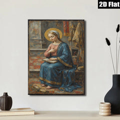 2D flat 1pc Madonna Reading Devotional Scripture Religious Wall Art Canvas Print Living Room Bedroom Decor Farmhouse Style Gallery Wrapped Timeless Classic