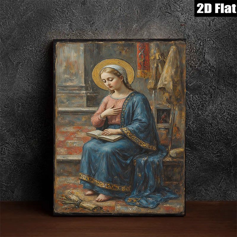 2D flat 1pc Madonna Reading Devotional Scripture Religious Wall Art Canvas Print Living Room Bedroom Decor Farmhouse Style Gallery Wrapped Timeless Classic