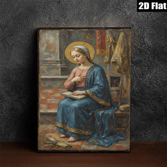 2D flat 1pc Madonna Reading Devotional Scripture Religious Wall Art Canvas Print Living Room Bedroom Decor Farmhouse Style Gallery Wrapped Timeless Classic
