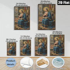 2D flat 1pc Madonna Reading Devotional Scripture Religious Wall Art Canvas Print Living Room Bedroom Decor Farmhouse Style Gallery Wrapped Timeless Classic