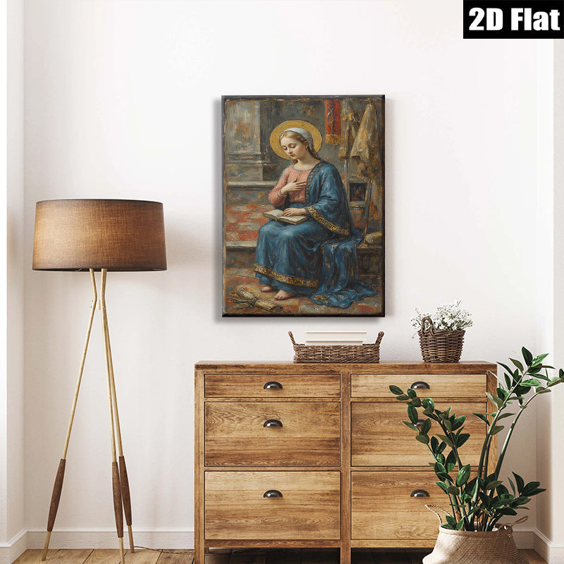 2D flat 1pc Madonna Reading Devotional Scripture Religious Wall Art Canvas Print Living Room Bedroom Decor Farmhouse Style Gallery Wrapped Timeless Classic