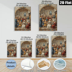2D flat 1pc Madonna and Child with Adoring Figures Religious Wall Art Canvas Print for Living Room Bedroom Gallery Wrapped Modern Farmhouse Decor