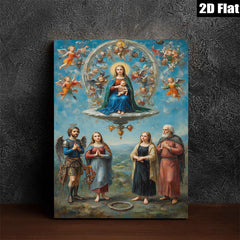 2D flat 1pc Madonna of Humility with Saints devotional wall art for living room bedroom gallery wrapped canvas prints farmhouse decor inspirational gifts