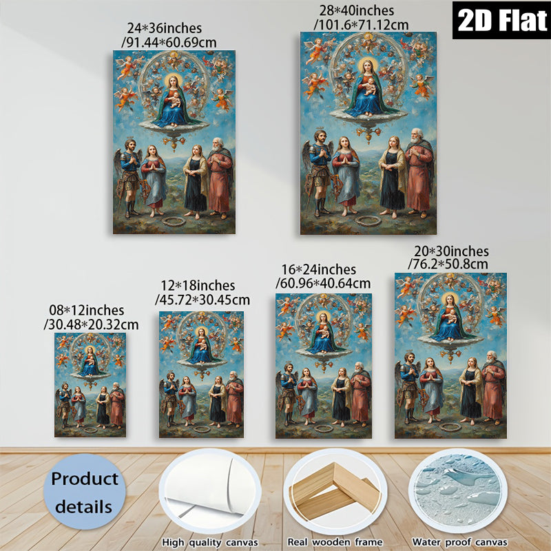2D flat 1pc Madonna of Humility with Saints devotional wall art for living room bedroom gallery wrapped canvas prints farmhouse decor inspirational gifts