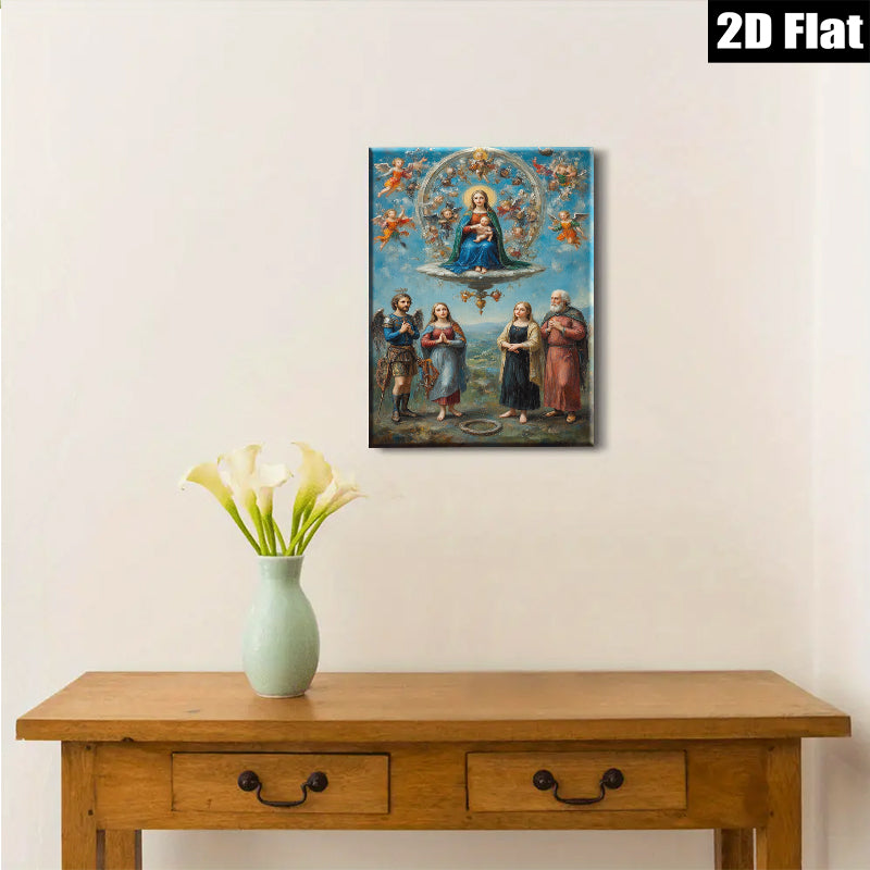 2D flat 1pc Madonna of Humility with Saints devotional wall art for living room bedroom gallery wrapped canvas prints farmhouse decor inspirational gifts