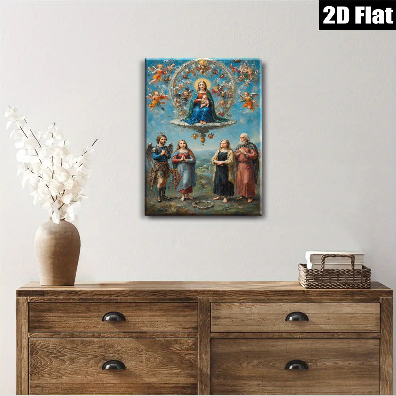 2D flat 1pc Madonna of Humility with Saints devotional wall art for living room bedroom gallery wrapped canvas prints farmhouse decor inspirational gifts