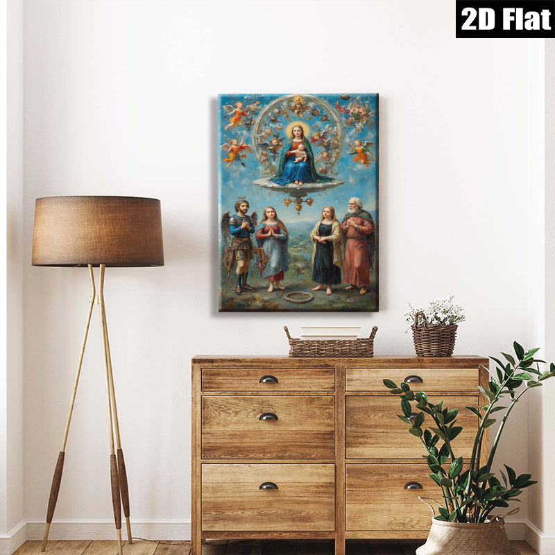 2D flat 1pc Madonna of Humility with Saints devotional wall art for living room bedroom gallery wrapped canvas prints farmhouse decor inspirational gifts