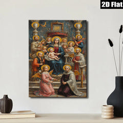 2D flat 1pc Madonna with Angels Cherubs Religious Wall Art Canvas Print for Living Room Bedroom Home Decor Gallery Wrapped Ready to Hang Farmhouse Style