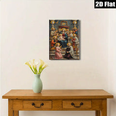 2D flat 1pc Madonna with Angels Cherubs Religious Wall Art Canvas Print for Living Room Bedroom Home Decor Gallery Wrapped Ready to Hang Farmhouse Style