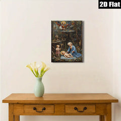 2D flat 1pc Madonna with Child Angels Religious Wall Art Canvas Print for Living Room Bedroom Gallery Wrapped Modern Farmhouse Decor