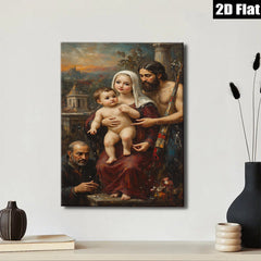 2D flat 1pc Madonna with Child Family Portrait Religious Art Wall Decor Living Room Bedroom Gallery Wrapped Canvas Print Modern Farmhouse Style