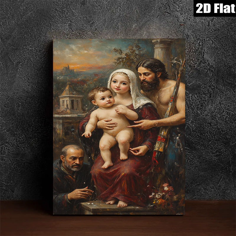 2D flat 1pc Madonna with Child Family Portrait Religious Art Wall Decor Living Room Bedroom Gallery Wrapped Canvas Print Modern Farmhouse Style