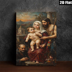 2D flat 1pc Madonna with Child Family Portrait Religious Art Wall Decor Living Room Bedroom Gallery Wrapped Canvas Print Modern Farmhouse Style