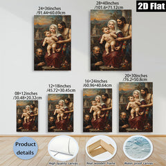 2D flat 1pc Madonna with Child Family Portrait Religious Art Wall Decor Living Room Bedroom Gallery Wrapped Canvas Print Modern Farmhouse Style