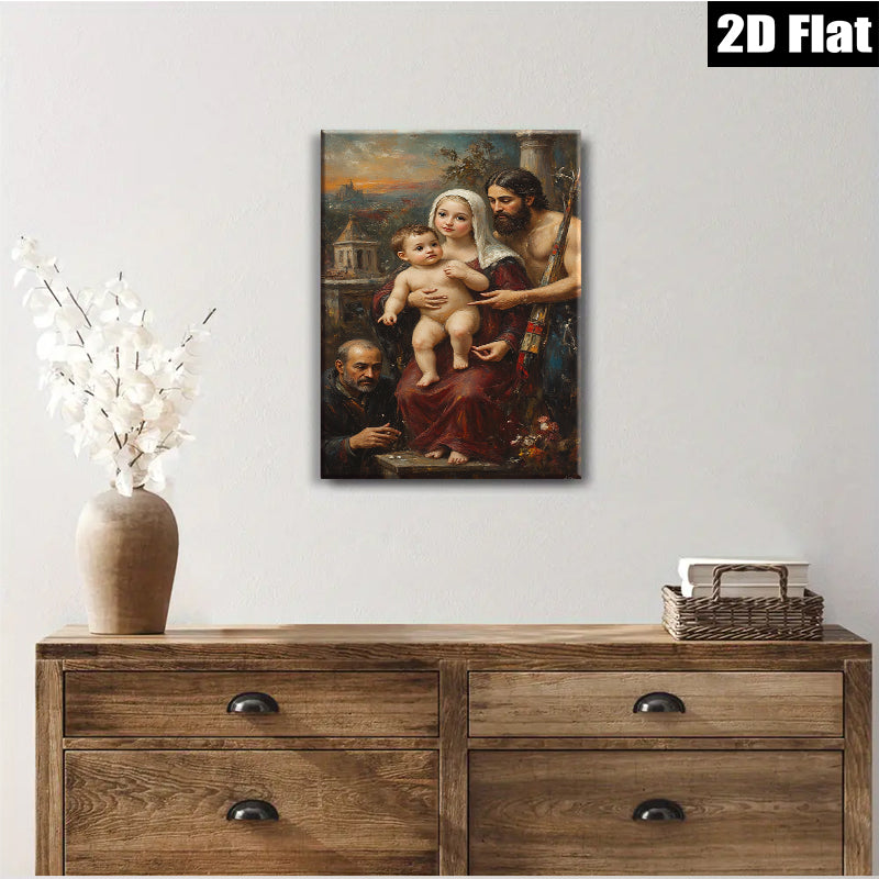 2D flat 1pc Madonna with Child Family Portrait Religious Art Wall Decor Living Room Bedroom Gallery Wrapped Canvas Print Modern Farmhouse Style