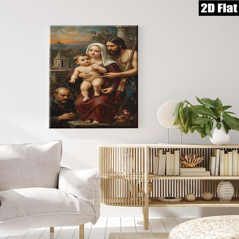 2D flat 1pc Madonna with Child Family Portrait Religious Art Wall Decor Living Room Bedroom Gallery Wrapped Canvas Print Modern Farmhouse Style
