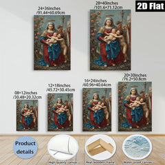 2D flat 1pc Madonna with Child Floral Background Gallery Wrapped Canvas Wall Art for Living Room Bedroom Home Decor Farmhouse Style Modern Artwork