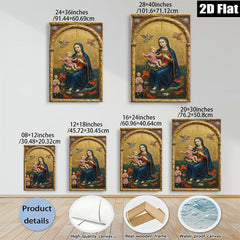 2D flat 1pc Madonna with Child & Angel Baroque Style Wall Art for Living Room Bedroom Gallery Wrapped Canvas Print Home Decor