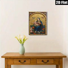 2D flat 1pc Madonna with Child & Angel Baroque Style Wall Art for Living Room Bedroom Gallery Wrapped Canvas Print Home Decor