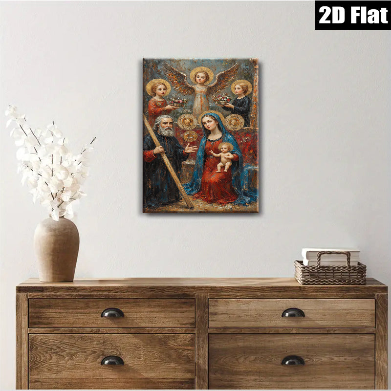 2D flat 1pc Madonna with Child and Angels Religious Wall Art Canvas Prints for Living Room Bedroom Home Decor Gallery Wrapped Frameless Ready to Hang