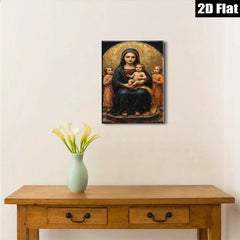 2D flat 1pc Madonna with Child angelic figures devotional wall art bedroom living room gallery wrapped canvas farmhouse style