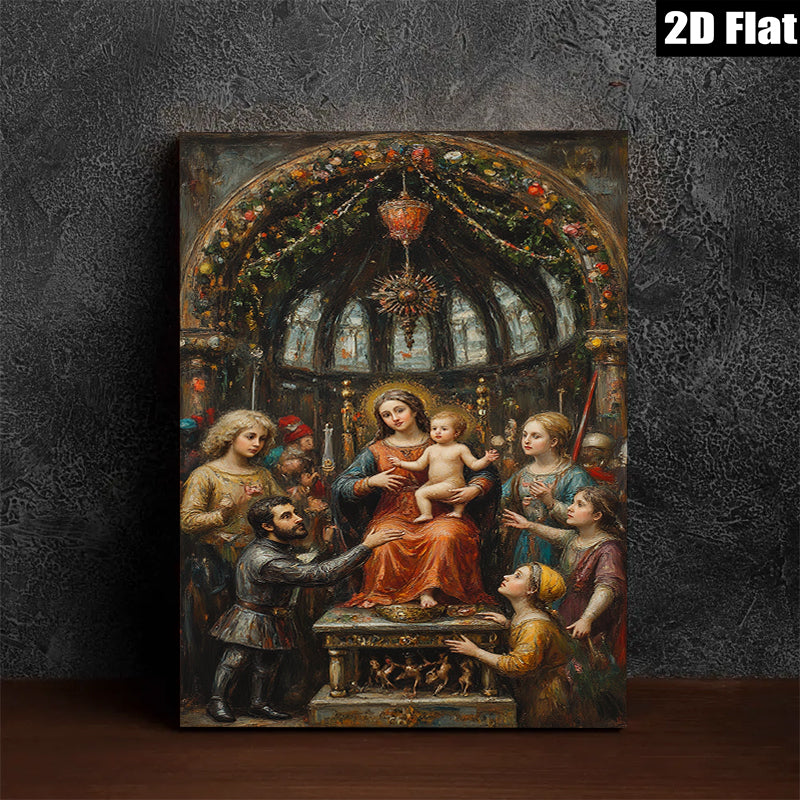 2D flat 1pc Madonna with Child devotional scene wall art for living room bedroom gallery wrapped canvas print farmhouse style modern home decor