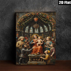 2D flat 1pc Madonna with Child devotional scene wall art for living room bedroom gallery wrapped canvas print farmhouse style modern home decor