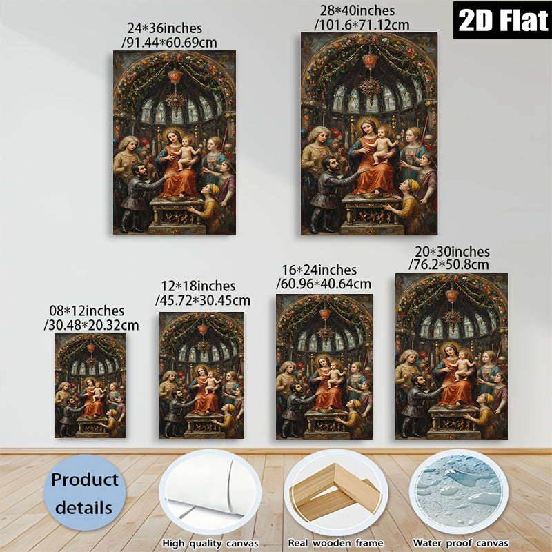 2D flat 1pc Madonna with Child devotional scene wall art for living room bedroom gallery wrapped canvas print farmhouse style modern home decor
