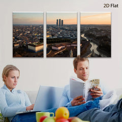 2D flat 1pc Madrid Skyline Panoramic City View Wall Art Living Room Bedroom Decor Modern Farmhouse Style Gallery Wrapped Canvas Prints Ready to Hang Large Size