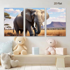 2D flat 1pc Majestic African Elephant Savannah Wildlife Wall Art Decor For Living Room Bedroom Modern Farmhouse Gallery Wrapped Canvas Prints Ready To Hang