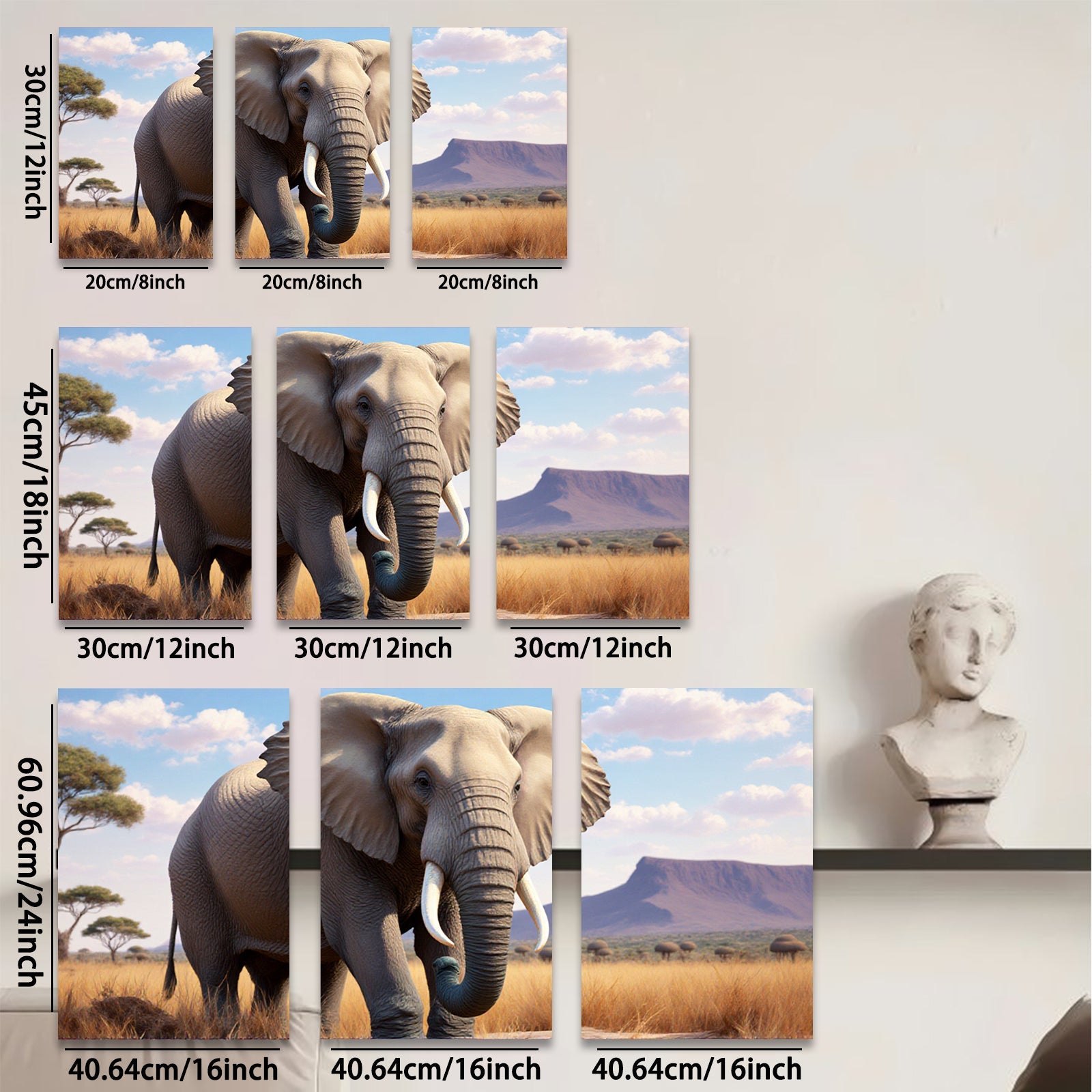 2D flat 1pc Majestic African Elephant Savannah Wildlife Wall Art Decor For Living Room Bedroom Modern Farmhouse Gallery Wrapped Canvas Prints Ready To Hang