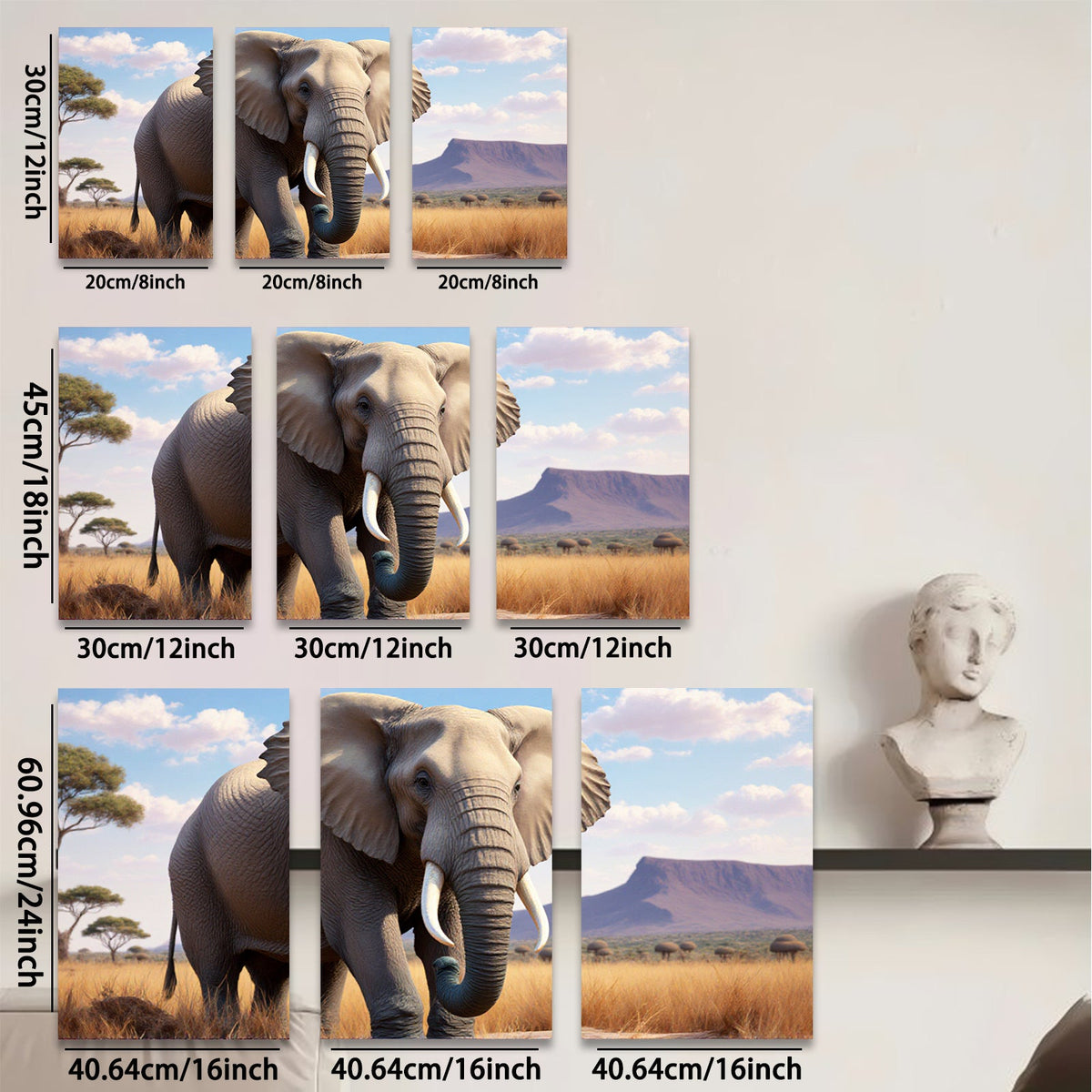 2D flat 1pc Majestic African Elephant Savannah Wildlife Wall Art Decor For Living Room Bedroom Modern Farmhouse Gallery Wrapped Canvas Prints Ready To Hang