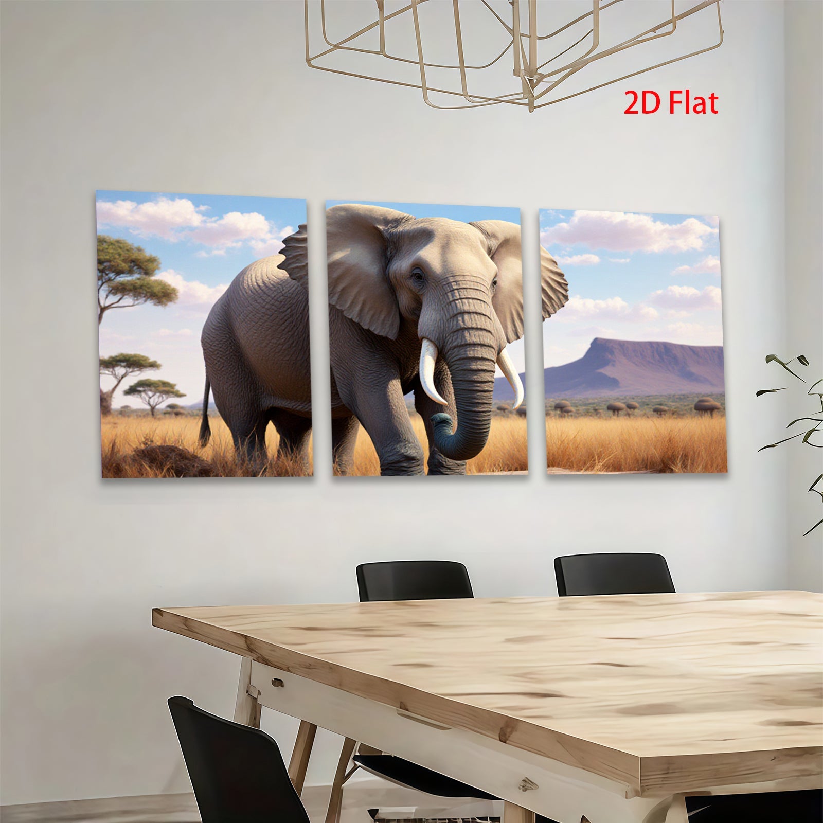 2D flat 1pc Majestic African Elephant Savannah Wildlife Wall Art Decor For Living Room Bedroom Modern Farmhouse Gallery Wrapped Canvas Prints Ready To Hang