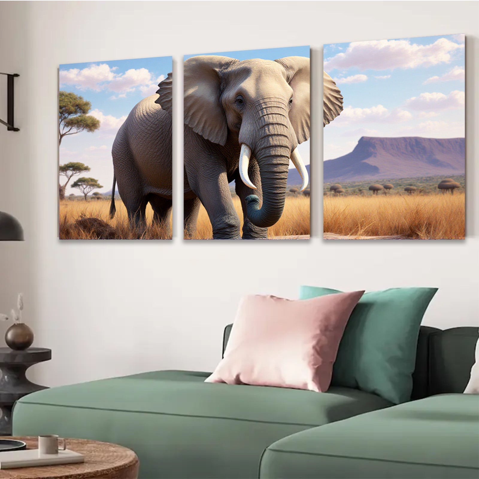 2D flat 1pc Majestic African Elephant Savannah Wildlife Wall Art Decor For Living Room Bedroom Modern Farmhouse Gallery Wrapped Canvas Prints Ready To Hang
