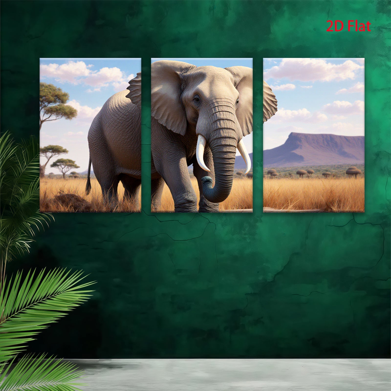 2D flat 1pc Majestic African Elephant Savannah Wildlife Wall Art Decor For Living Room Bedroom Modern Farmhouse Gallery Wrapped Canvas Prints Ready To Hang