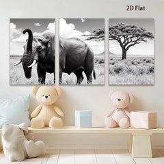 2D flat 1pc Majestic African Elephant Wildlife Grassland Painting Wall Decor Living Room Bedroom Modern Farmhouse Rustic Canvas Prints Large Size