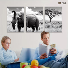 2D flat 1pc Majestic African Elephant Wildlife Grassland Painting Wall Decor Living Room Bedroom Modern Farmhouse Rustic Canvas Prints Large Size