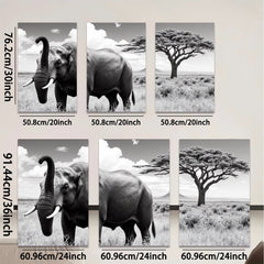 2D flat 1pc Majestic African Elephant Wildlife Grassland Painting Wall Decor Living Room Bedroom Modern Farmhouse Rustic Canvas Prints Large Size