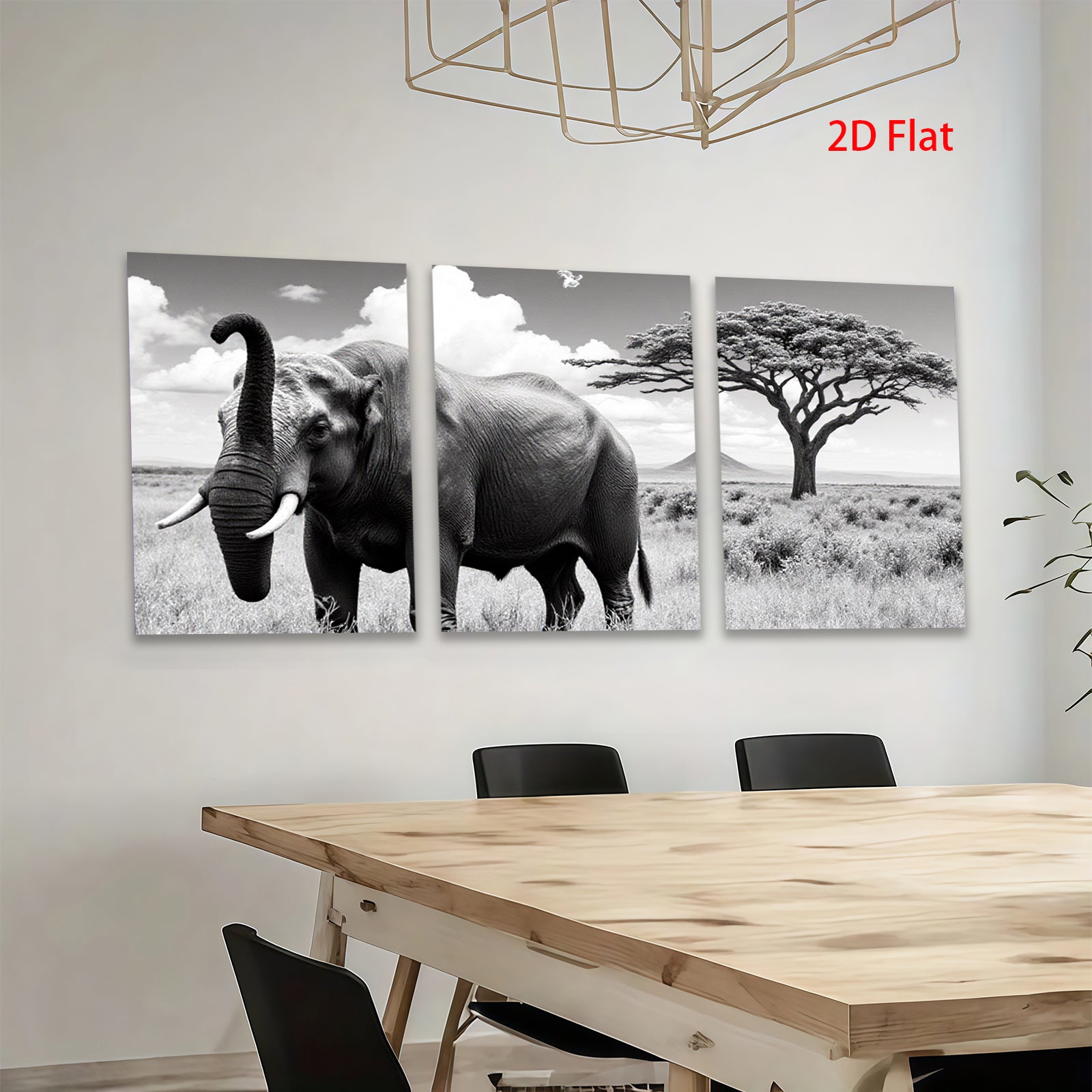 2D flat 1pc Majestic African Elephant Wildlife Grassland Painting Wall Decor Living Room Bedroom Modern Farmhouse Rustic Canvas Prints Large Size