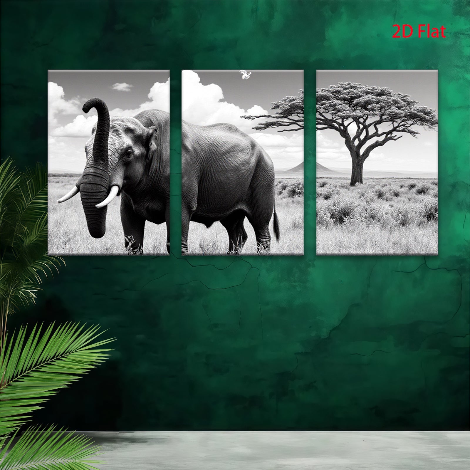 2D flat 1pc Majestic African Elephant Wildlife Grassland Painting Wall Decor Living Room Bedroom Modern Farmhouse Rustic Canvas Prints Large Size