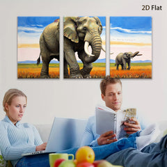 2D flat 1pc Majestic African Elephants Savannah Wildlife Wall Art Canvas Prints Living Room Bedroom Decor Farmhouse Style Modern Gallery Wrapped Ready to Hang